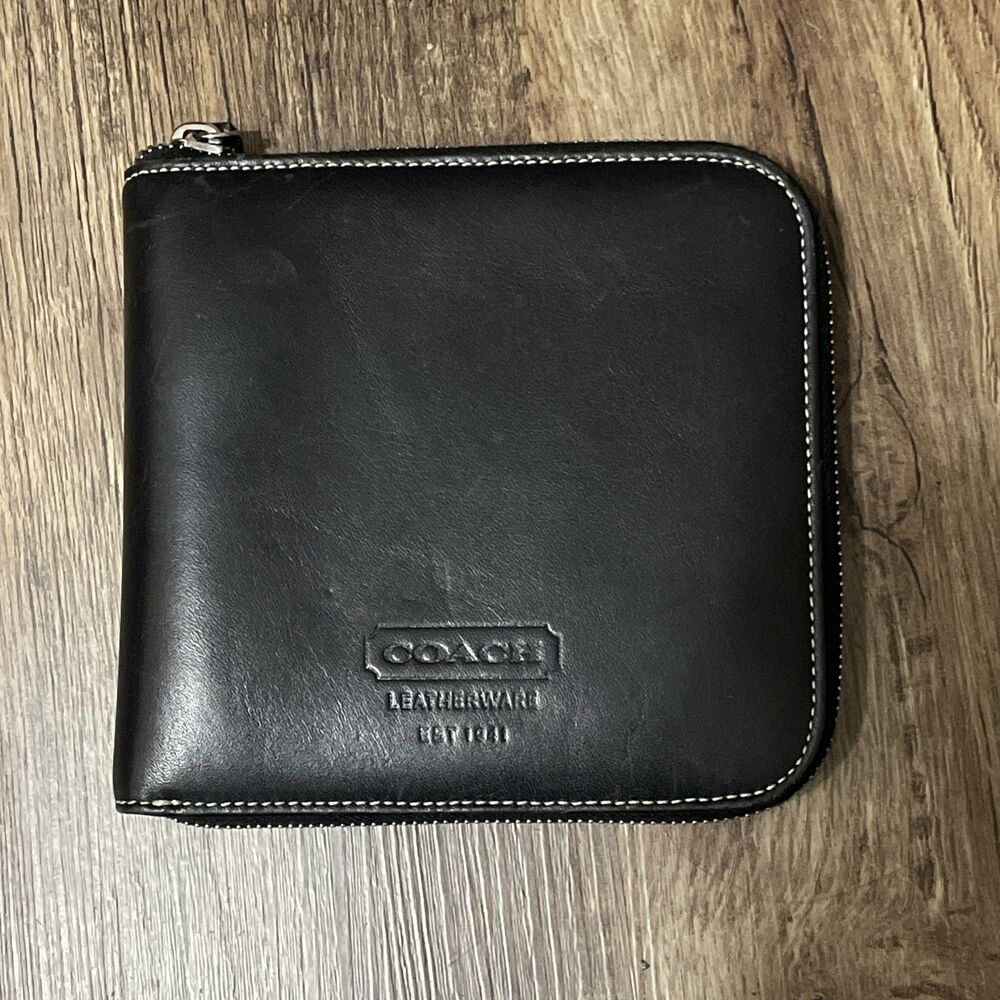 Vintage COACH Black Leather Travel CD DVD Case Holder